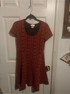 Allison Brittney Black and Orange Chevron Scoop-Neck Mini Dress